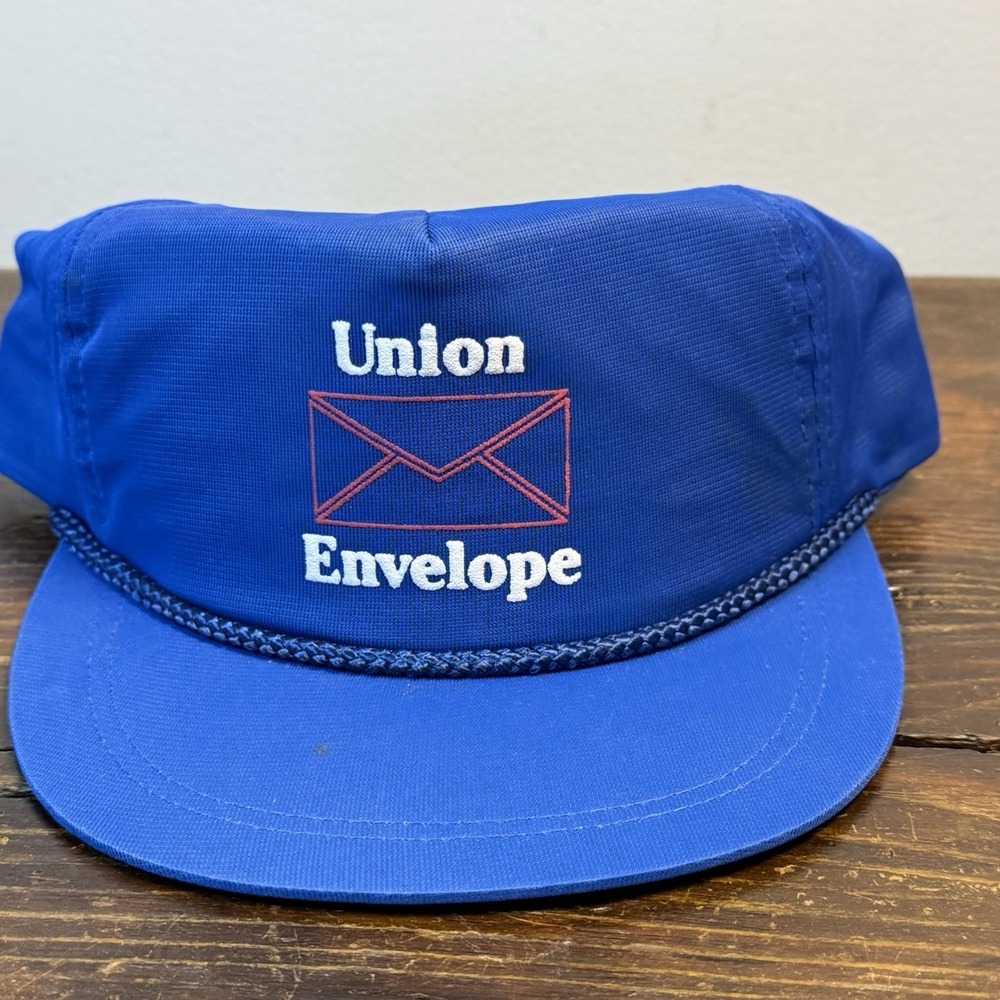 Vintage‎ Union Envelope Cap Manufacturing Philatelist Blue Adjustable Snap Back